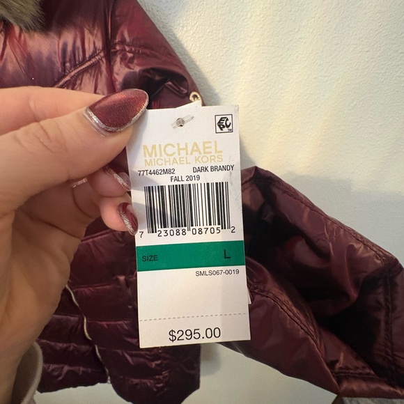 Michael Kors Deep Red Puffer Jacket with Faux Fur Trim - Picture 4 of 5